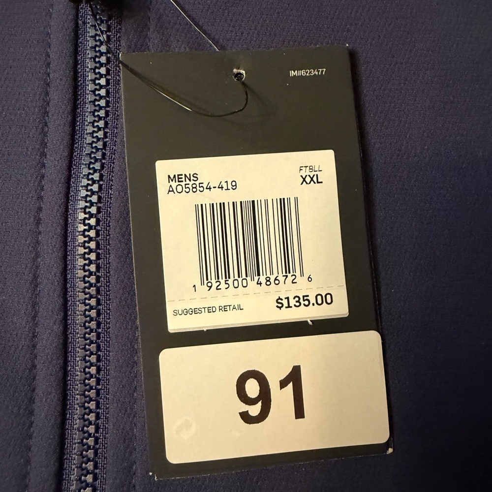 NWT Nike Men's Navy and White Football Baseball Windbreaker 2XL Therma Dri-Fit - Picture 6 of 10